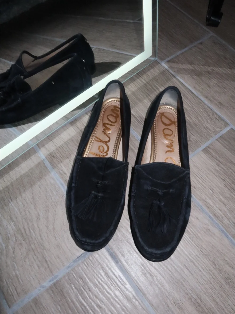 Sam Edelman Black Suede Tassel Loafers